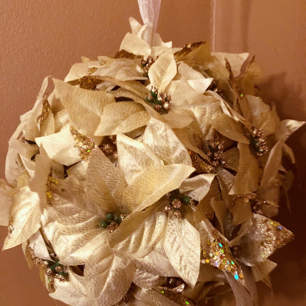 Gorgeous large gold sparkle flower balls
